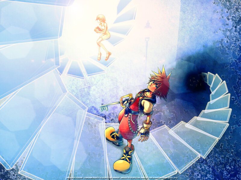 Sora and Kairi on Stairs