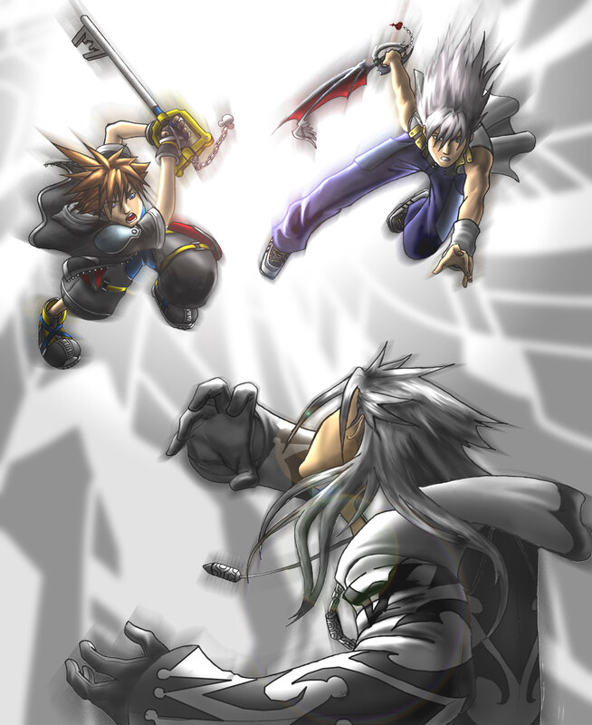 Sora and Roxas confront Sephiroth