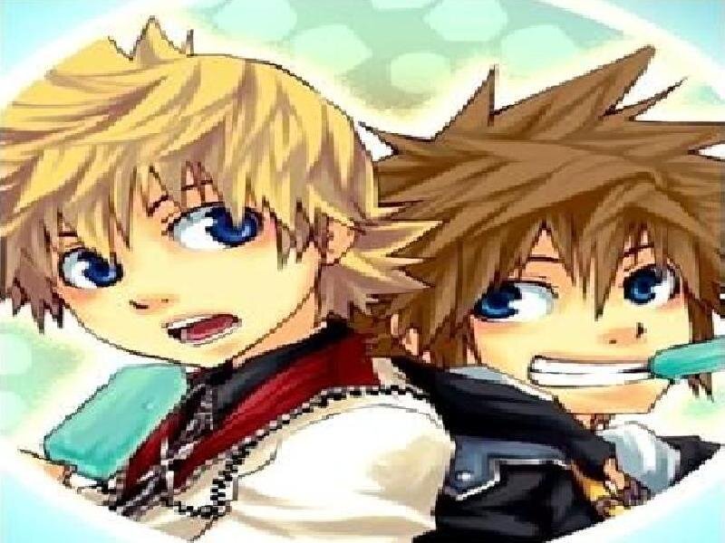 Sora and Roxas eating popsicles