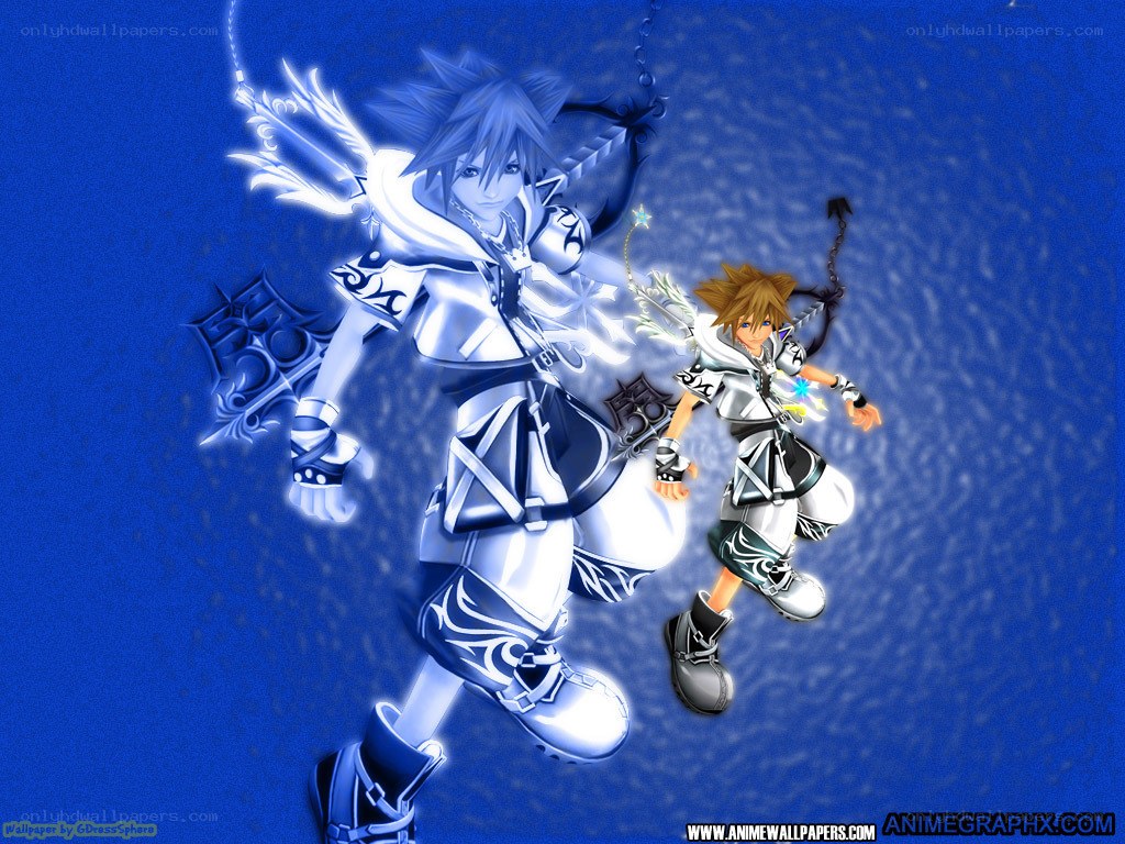Sora and Roxas in blue light
