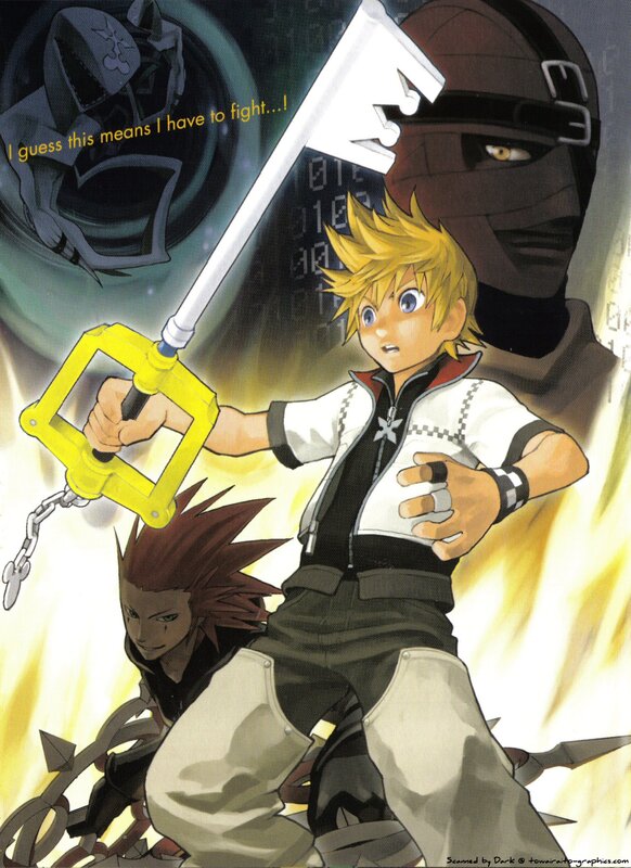 Sora facing a masked enemy
