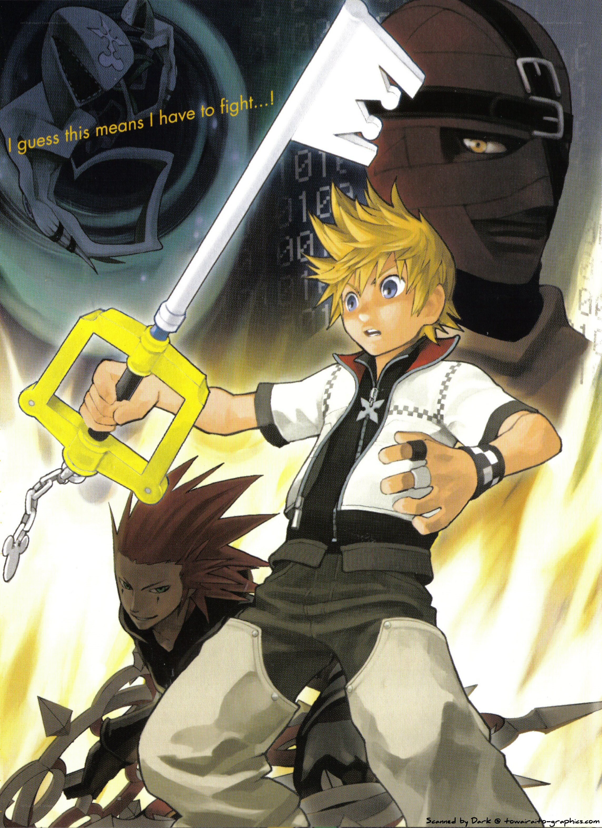 Sora facing a masked enemy