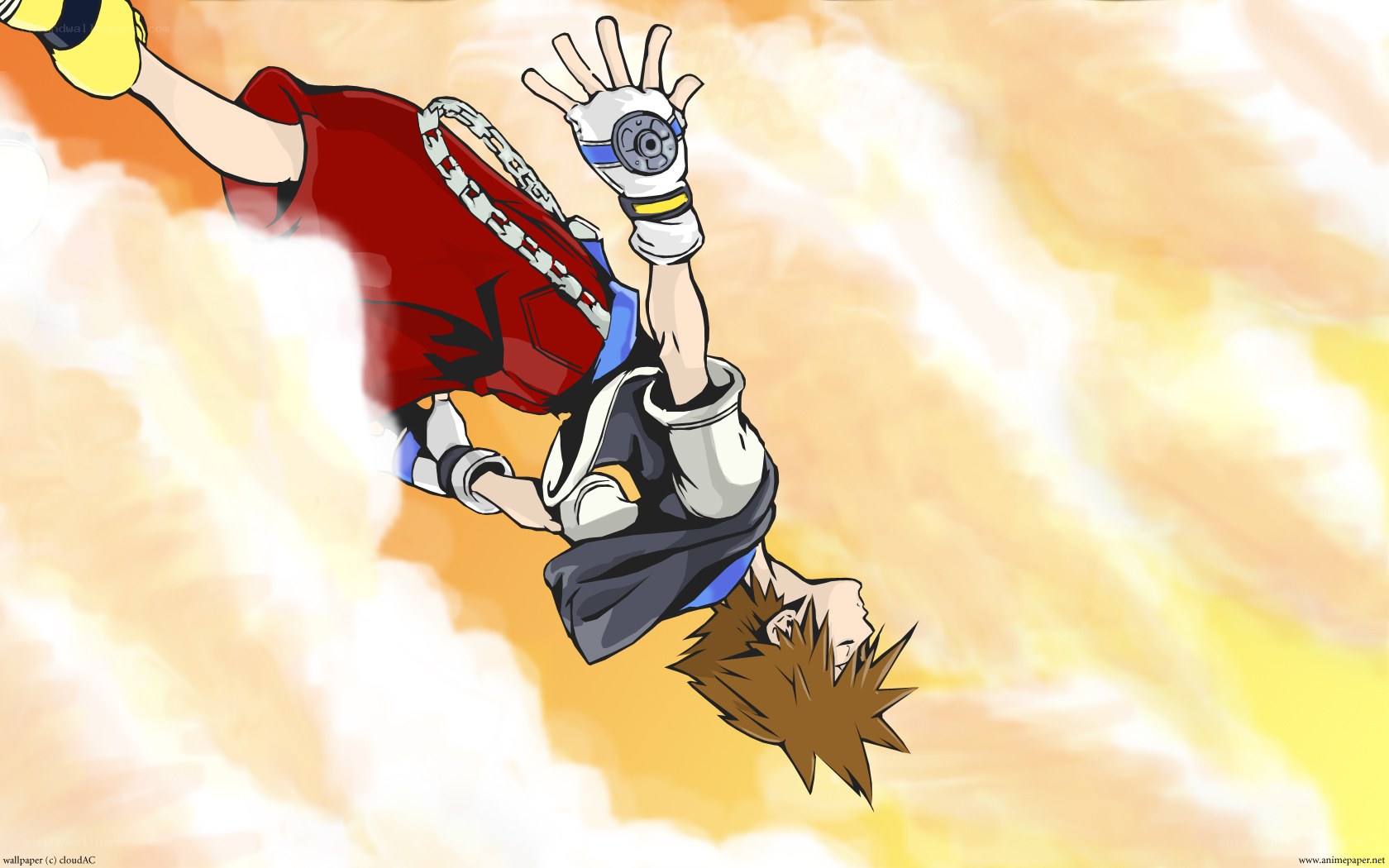 Sora falling through the sky