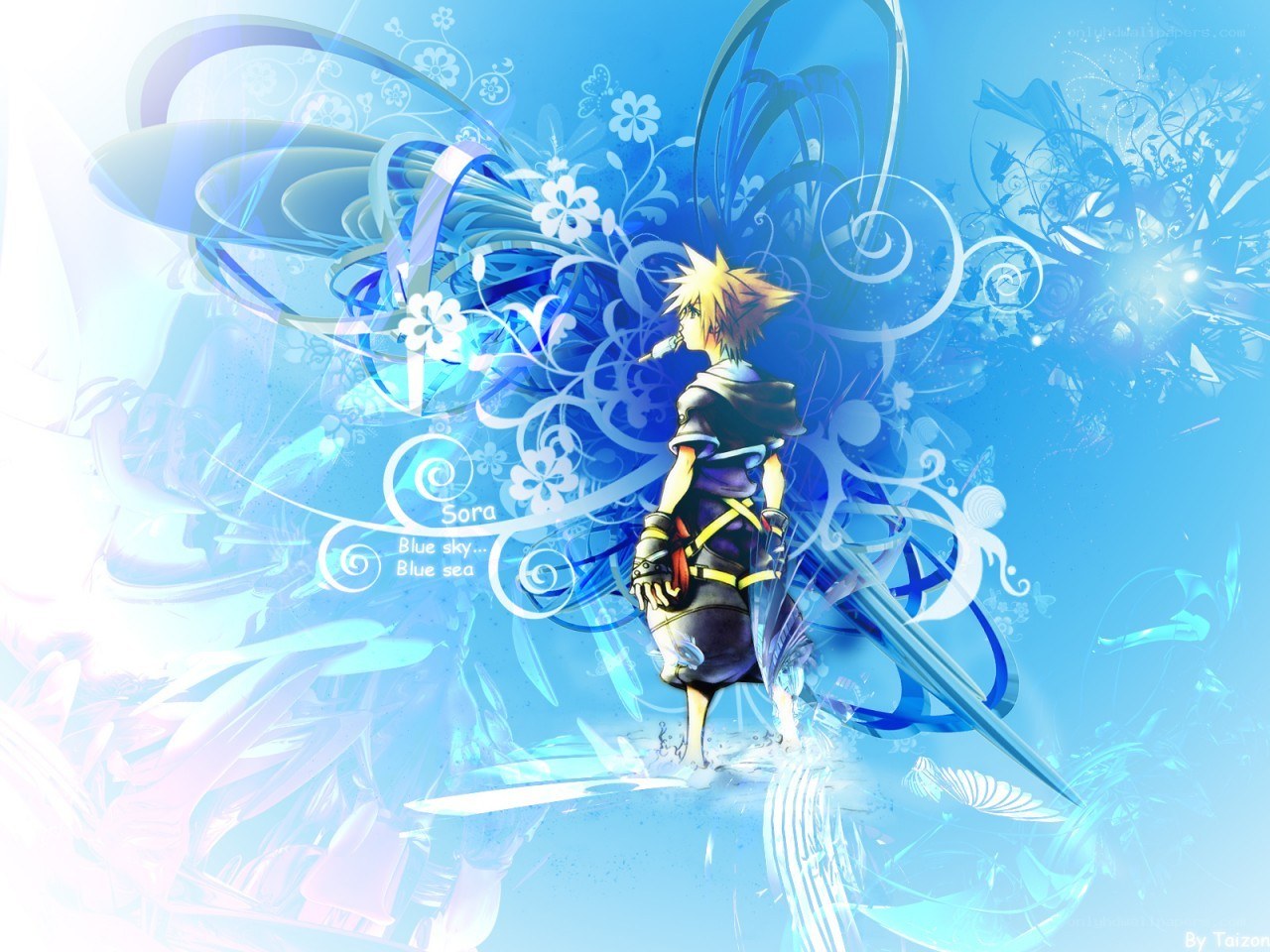 Sora in a blue dreamscape