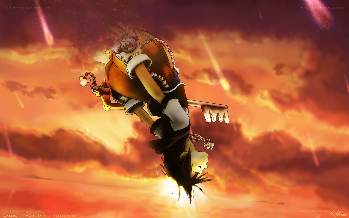 Sora in the sky with keyblade