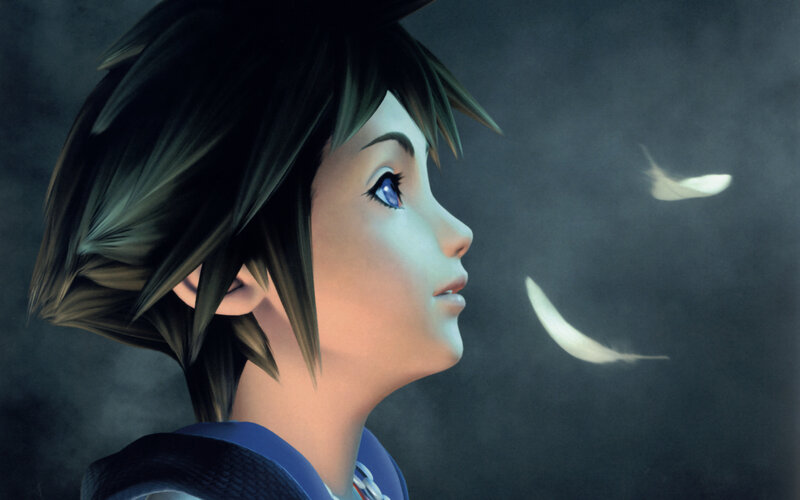 Sora watching feathers float