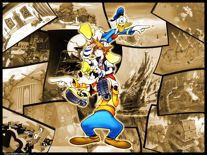 Sora with Donald and Goofy — Brown