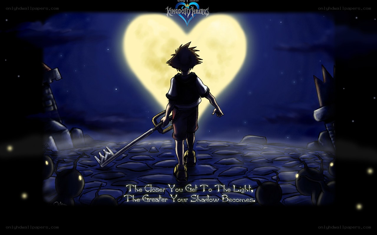 Sora with Keyblade under heart moon