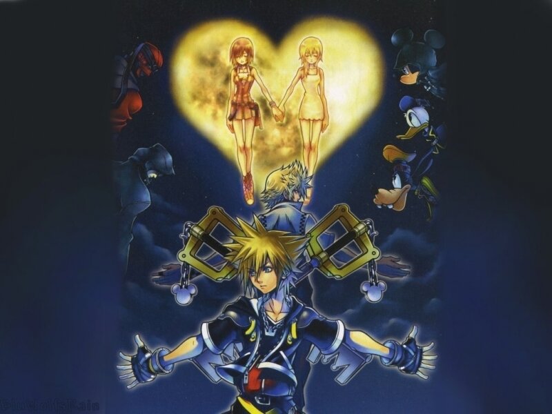 Sora with Keyblades — Blue, Dramatic, Night