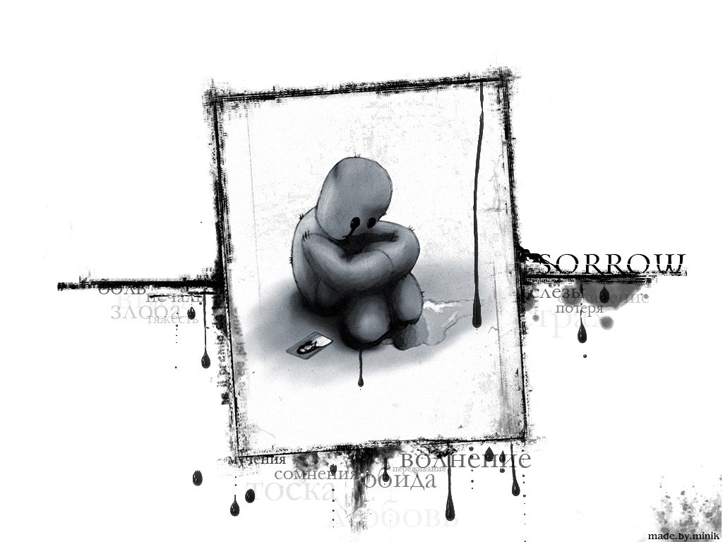 Sorrowful figure in a frame