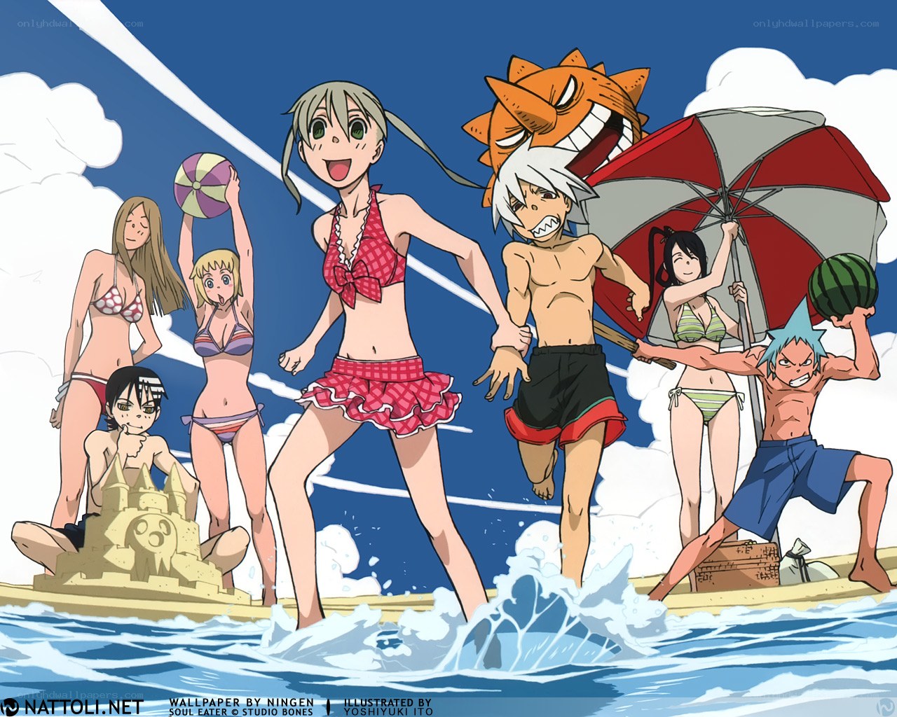 Soul Eater characters at the beach