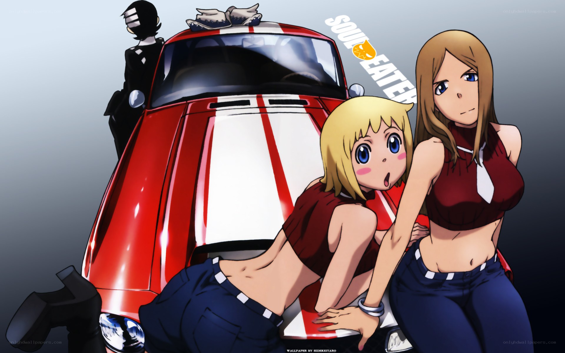 Soul Eater characters with red car