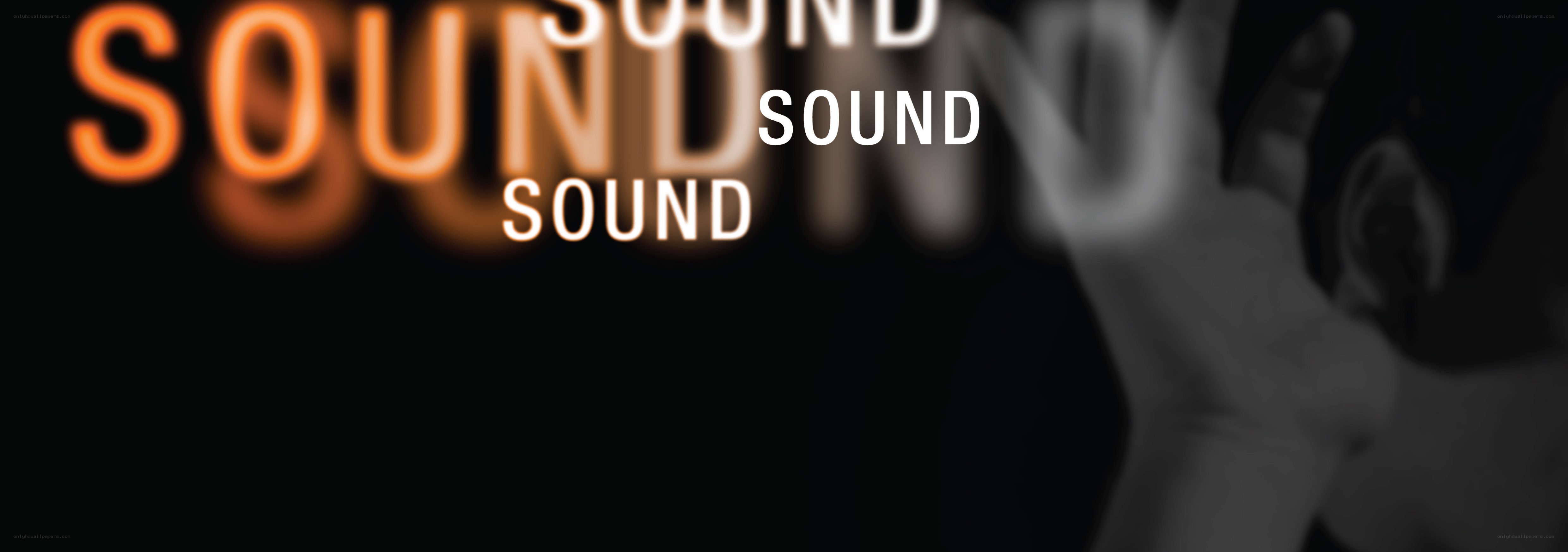 Sound text overlay on dark background