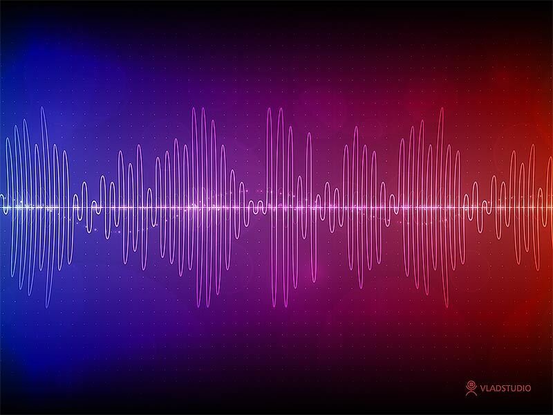 Sound Wave Visualization — Blue, Dynamic, Digital Art, Waveform