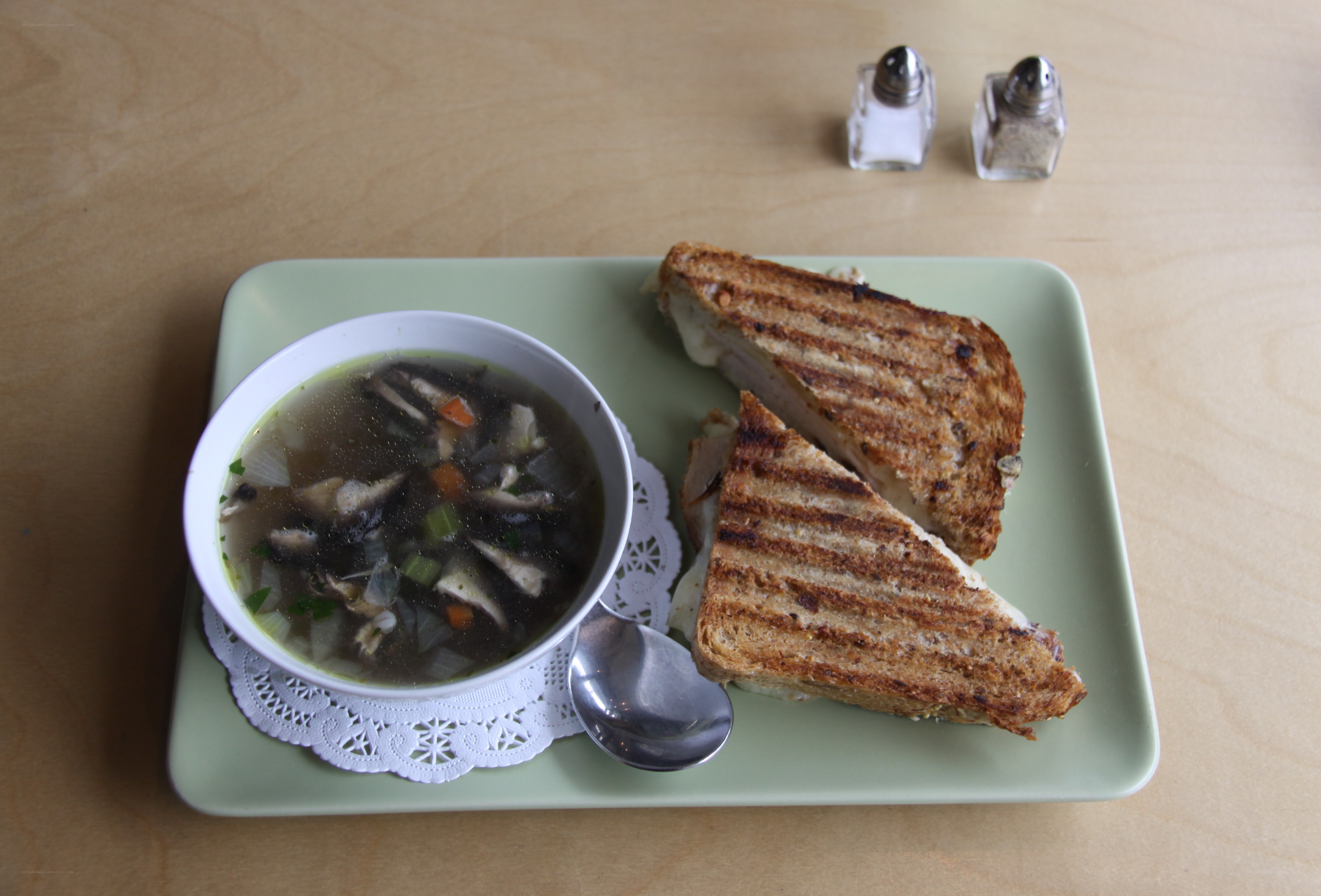 soup and grilled sandwich