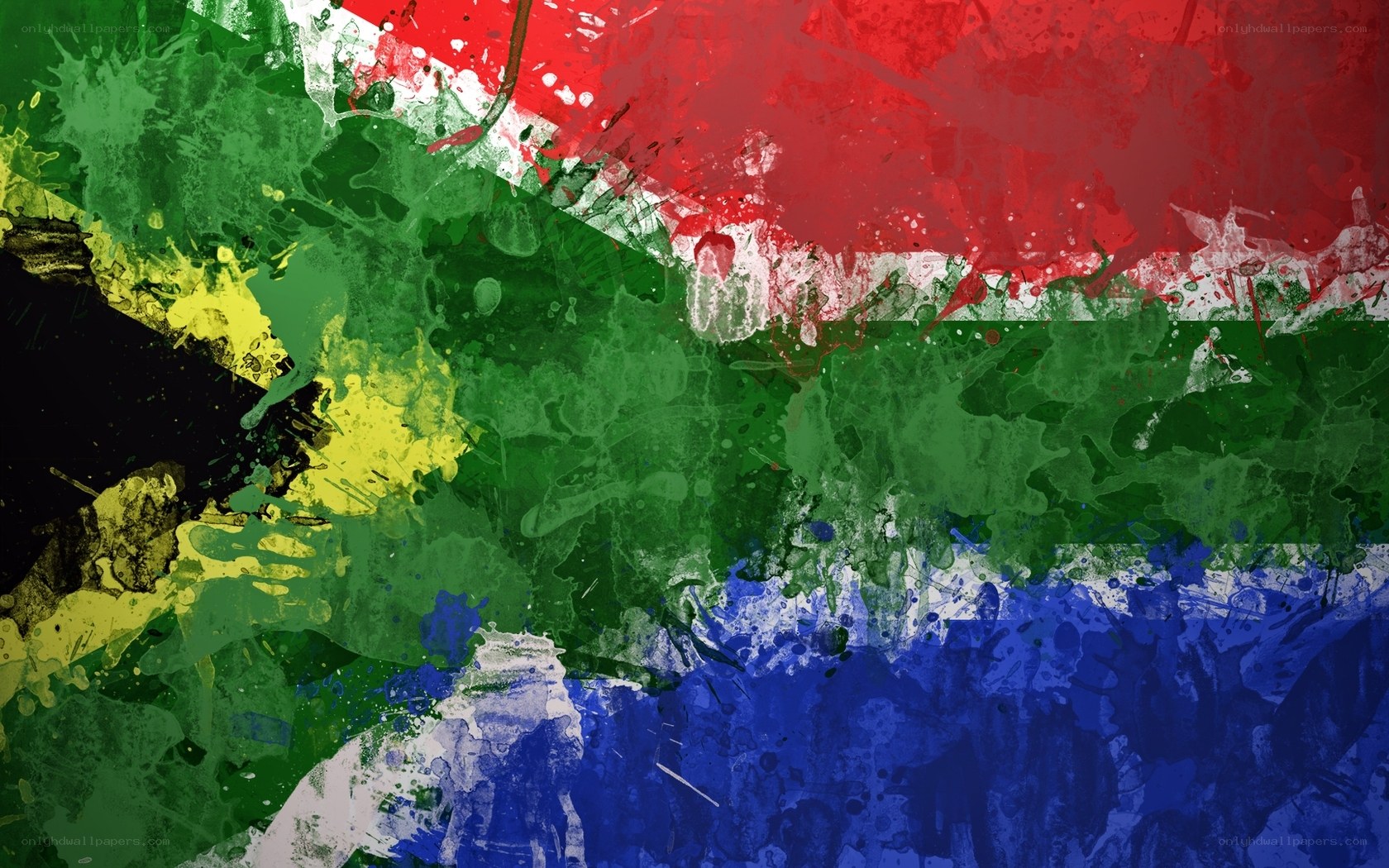South African flag splatter art