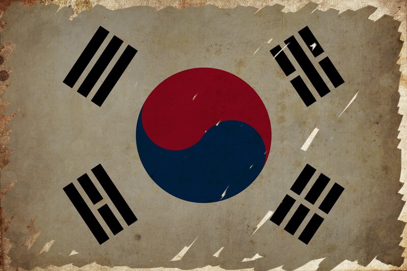 South Korean flag on aged paper