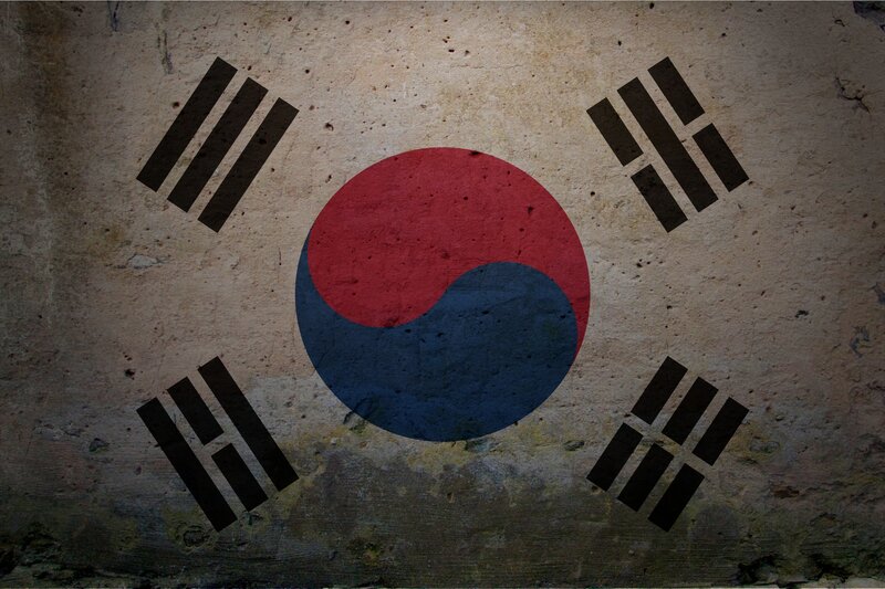 South Korean flag on concrete