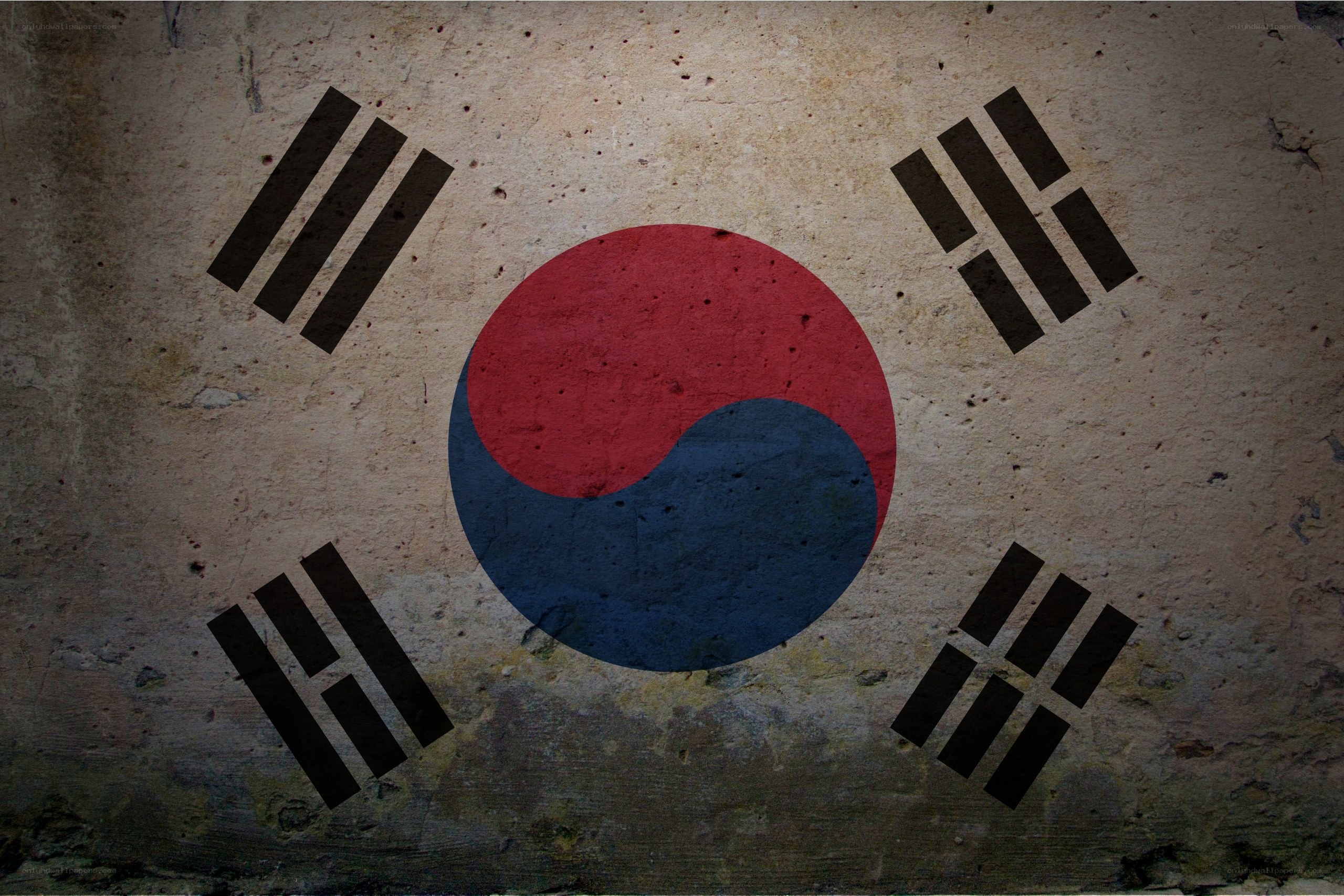 South Korean flag on concrete