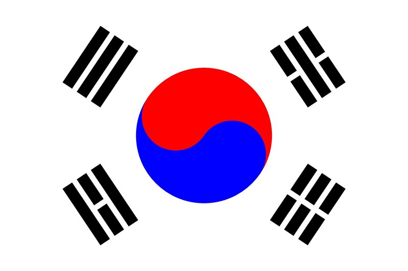 South Korean Flag — Red, Neutral, Vector Art, Circle, Trigrams