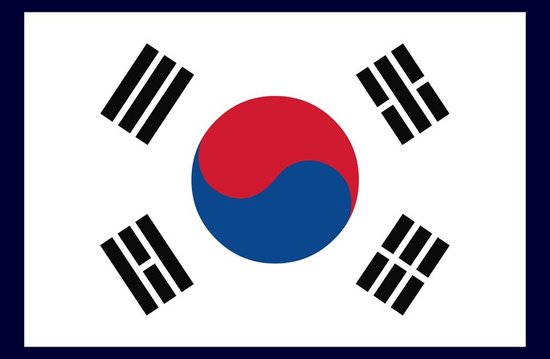 South Korean Flag — Red, Neutral, Vector Art, Yin-yang Symbol