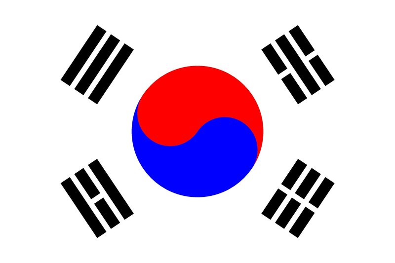 South Korean Flag — White, Neutral, Vector Art, Red Circle