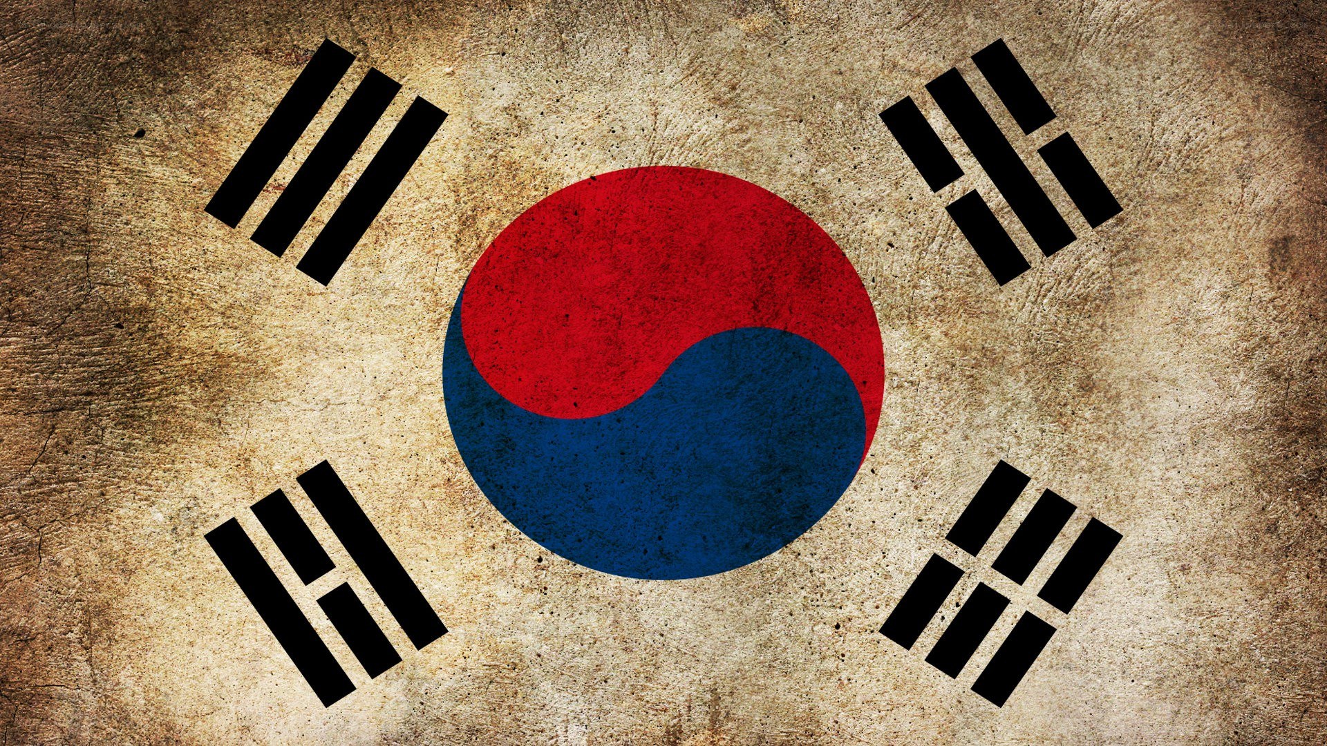 South Korean flag with vintage texture