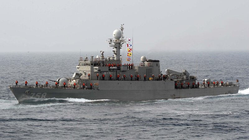 South Korean naval vessel at sea