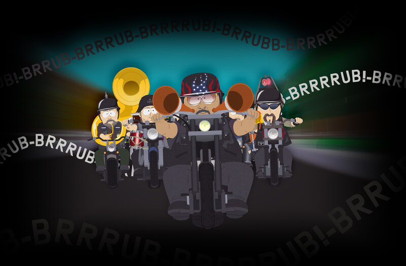 South Park band on motorcycles