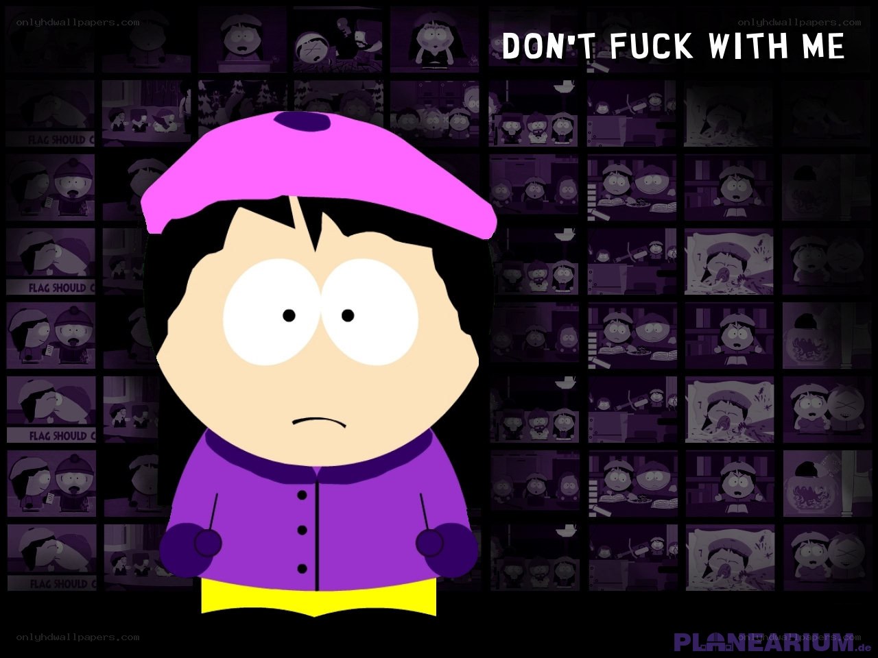 South Park character with warning