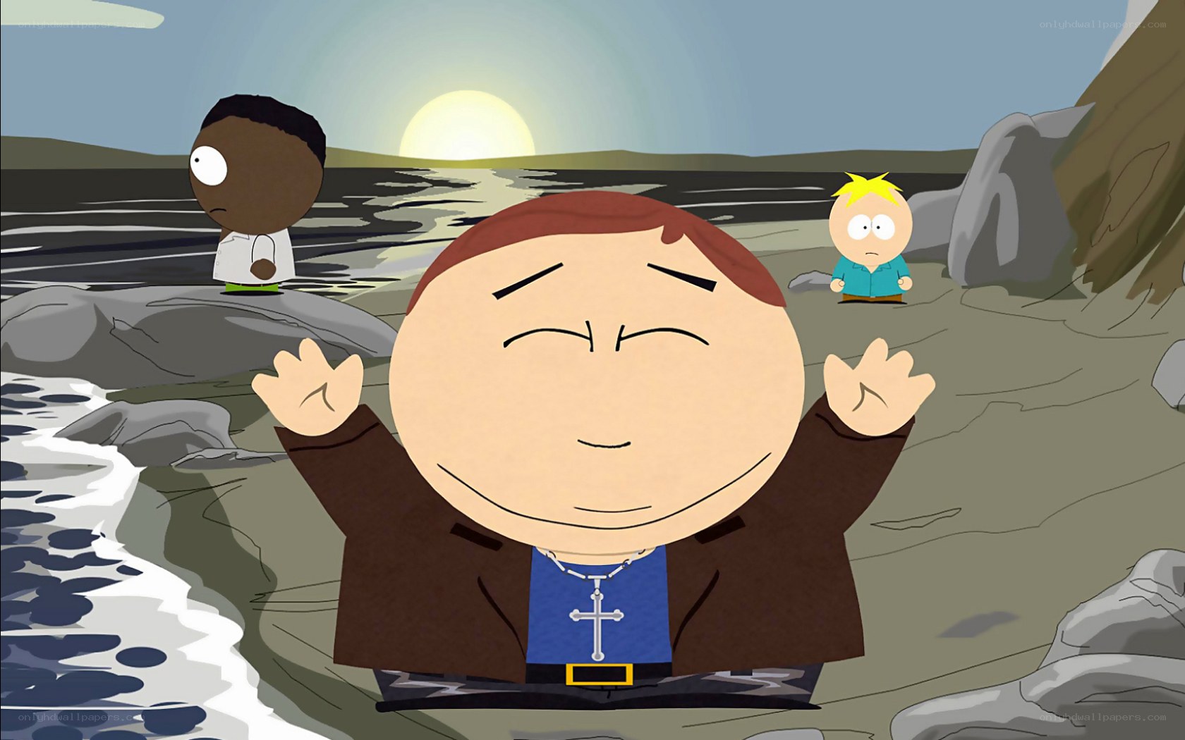 South Park characters at beach