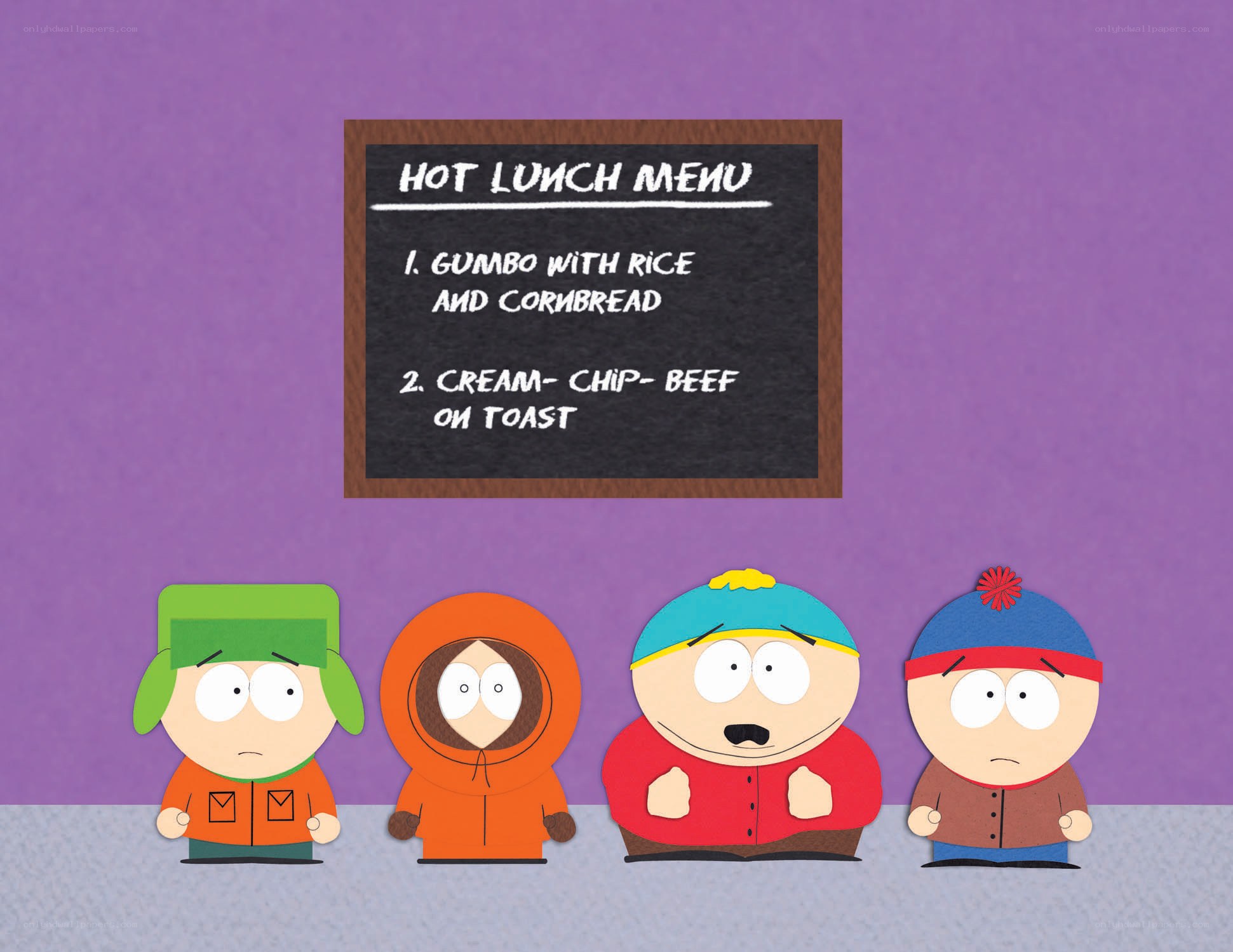 South Park characters at lunch menu