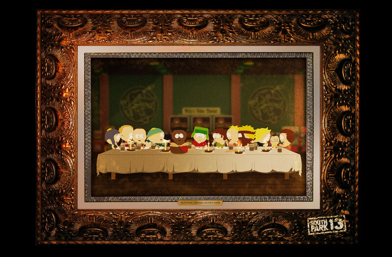 South Park Characters at Table — Brown