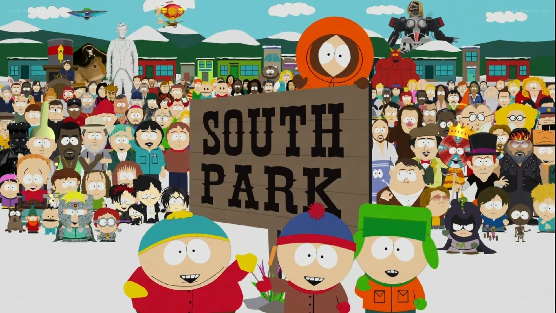 South Park characters gathering