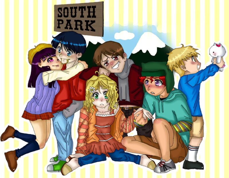 South Park characters in anime style
