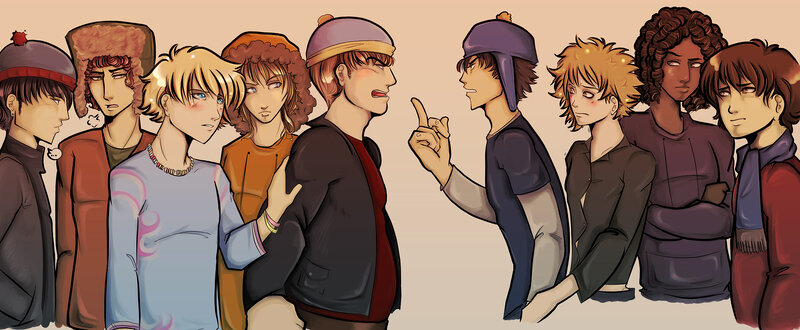 South Park characters in anime style