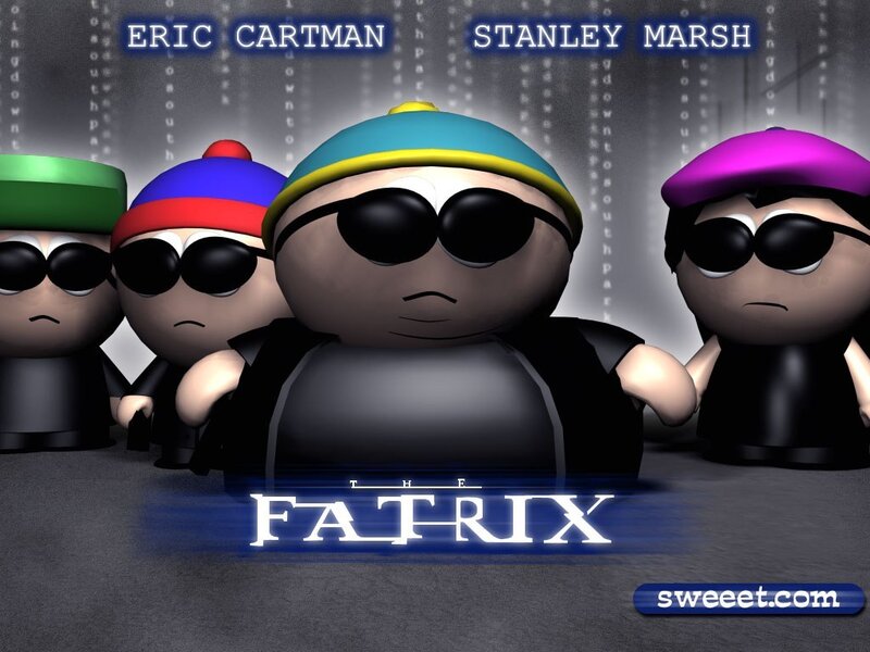 South Park characters in Matrix style