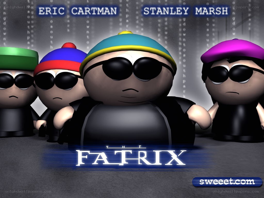 South Park characters in Matrix style