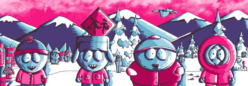 South Park Characters in Snow — Pink