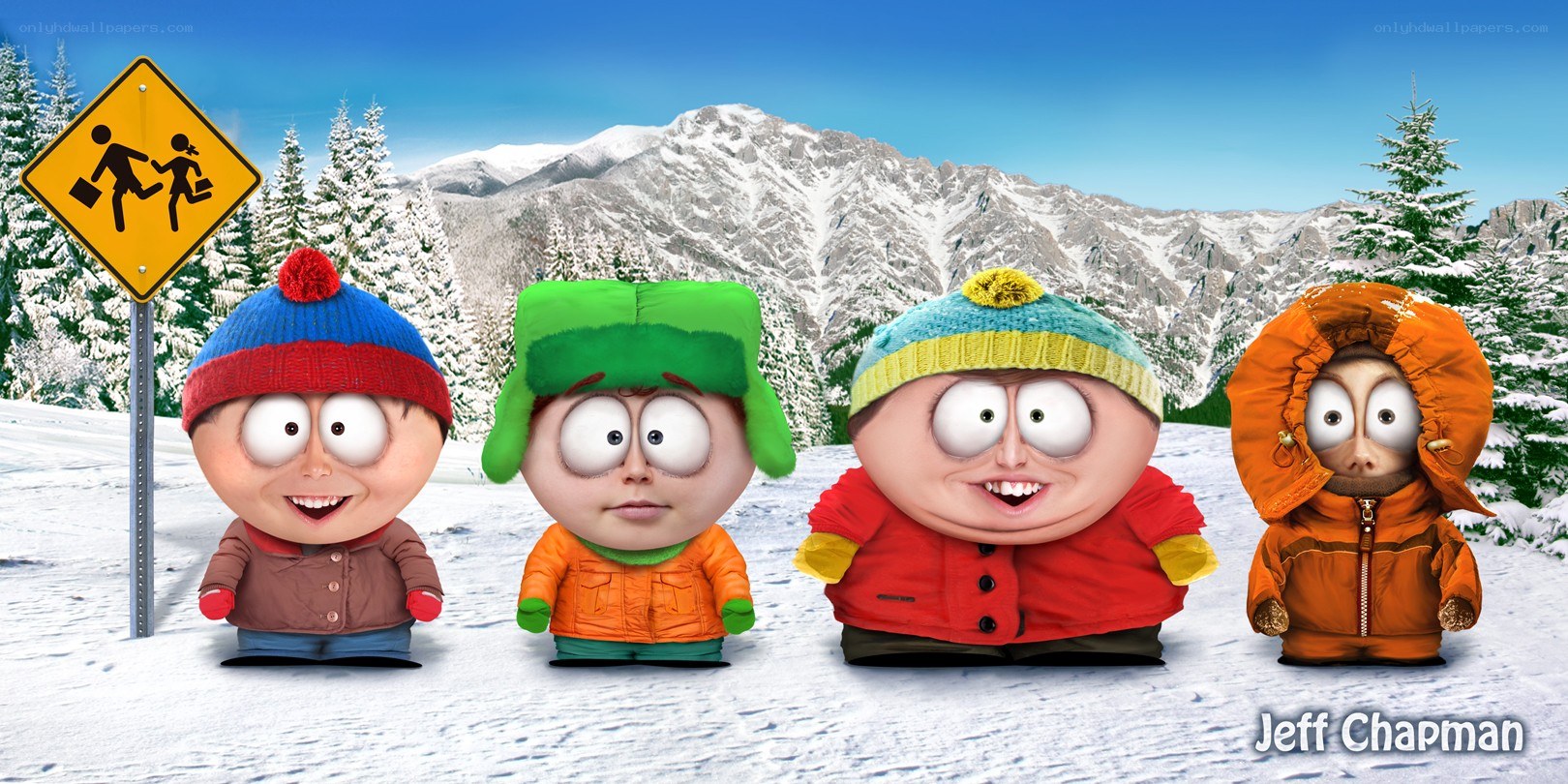 South Park characters in winter