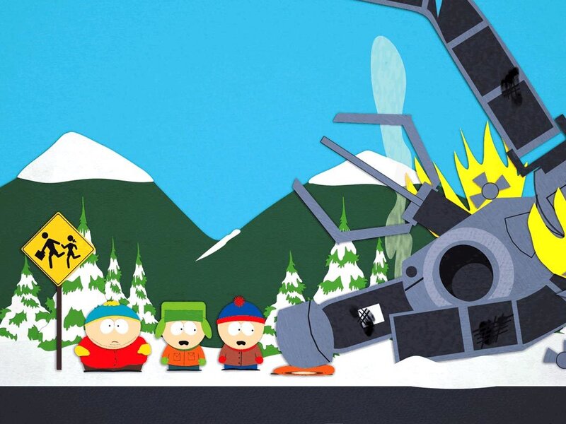 South Park characters near crashed plane