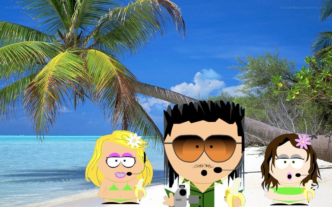 South Park characters on beach