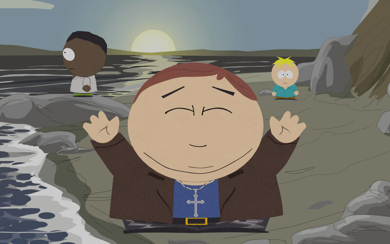 South Park characters on beach