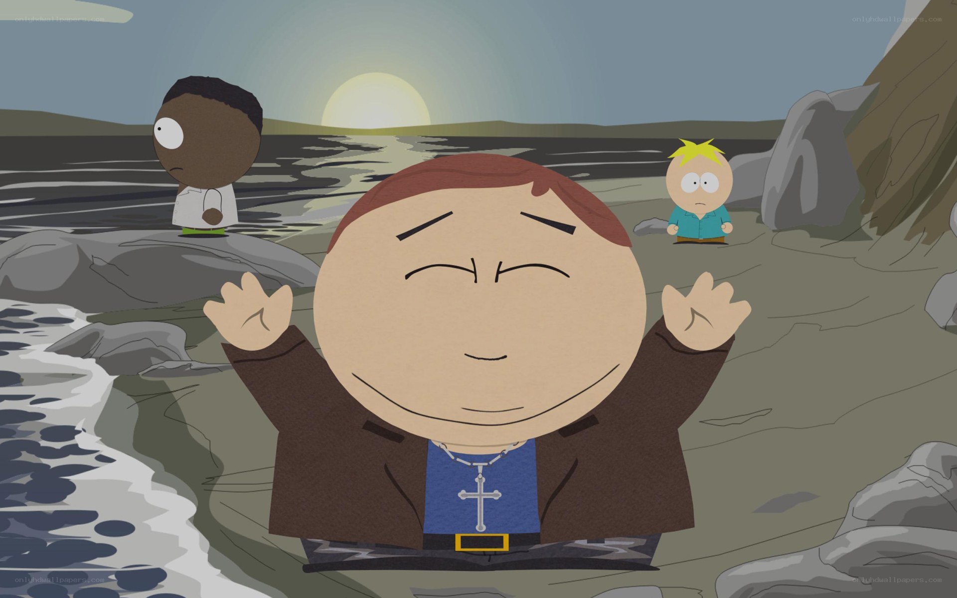 South Park characters on beach