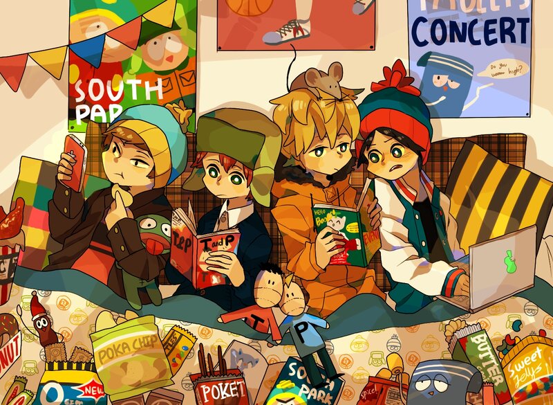 South Park Characters on Bed
