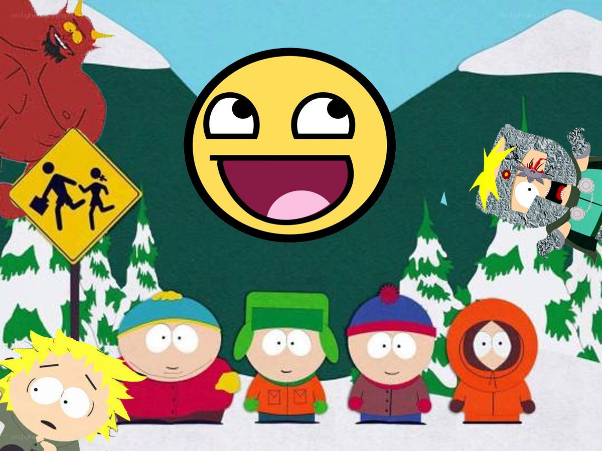 South Park characters with meme face
