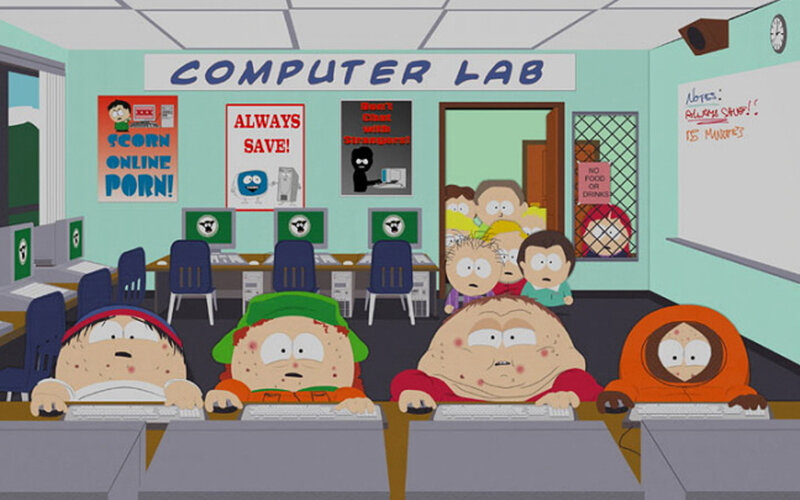 South Park computer lab scene