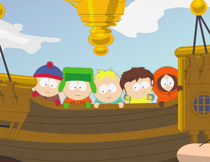 South Park kids on a ship