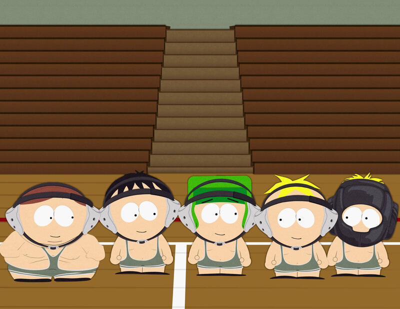 South Park wrestlers in gym