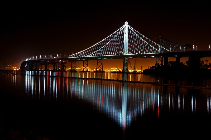 Southern End of Bay Bridge — Black, Dramatic